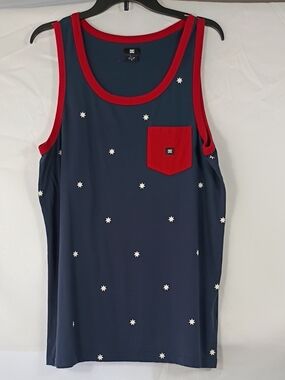 EUC DC Navy Tank with RedPocket & Star Print Mens Size Medium Summer